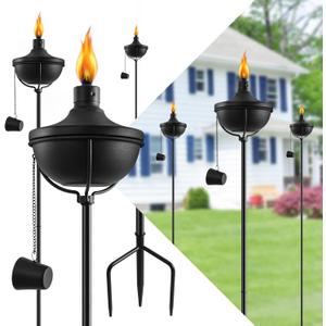 24 Oz Home Garden Torch Set of 6, Outdoor Metal Torch Garden Dcor,55-Inch Upgraded Citronella Torches with 3-Prong Grounded Stake, Metal Light Torches for Party Patio Pathway