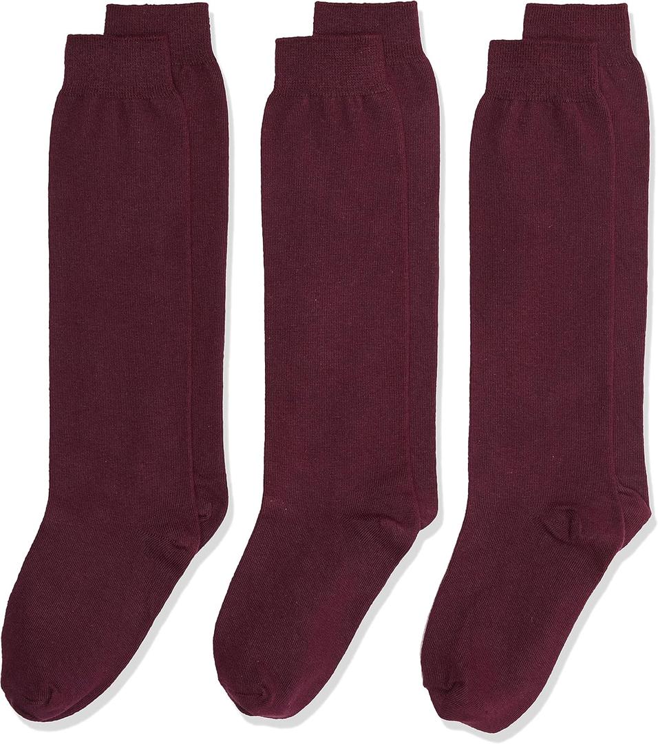 Jefferies Socks Girls 2-6X School Uniform Knee High 3 Pair Pack (Small, Burgundy)