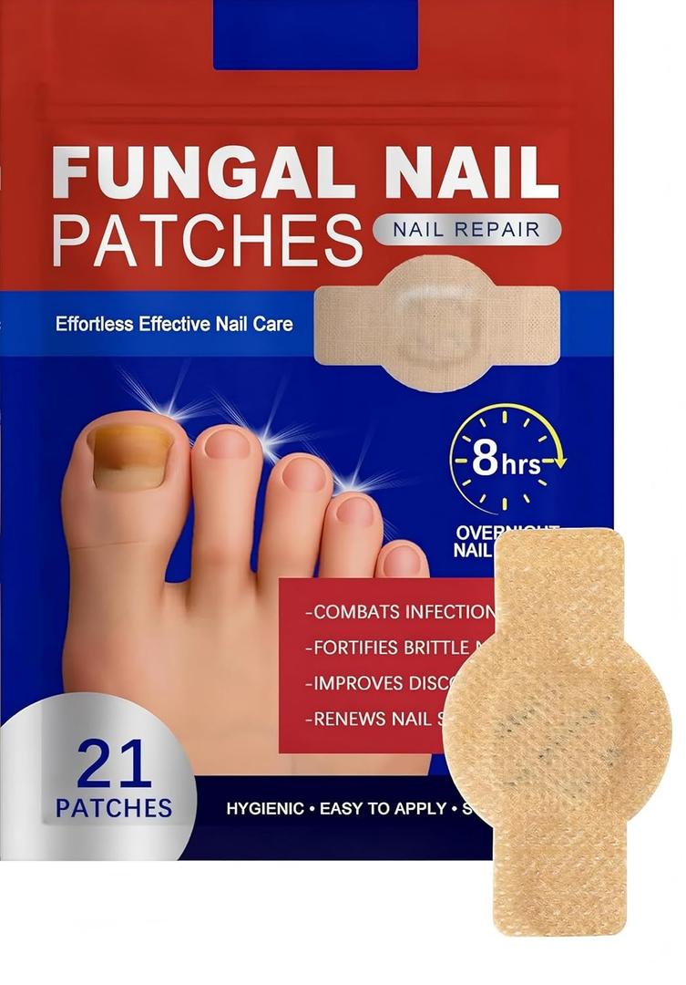 Nail Patches 21 PCS Toenail Treatment Extra Strength 8-Hour Overnight Nail Fast Acting Repair Effortless Hydrogel Nail Care and Repair for Damaged Nails Overnight Renewal for Men and Women (0 Ounce (Pack of 21))