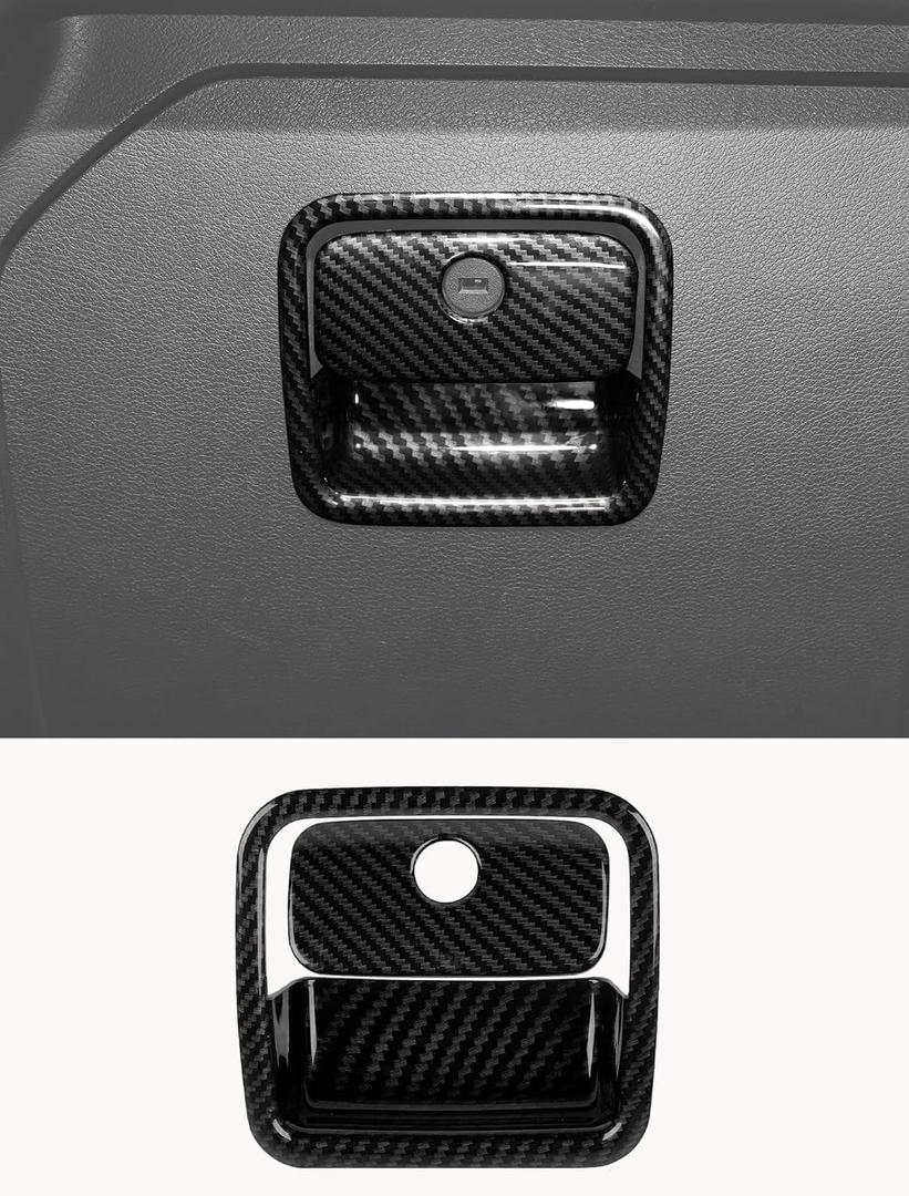 Savadicar Carbon Fiber Interior Accessories - Glove Box Switch Trim for 2018-Present Jeep Wrangler JL JLU 4XE & Gladiator JT - Premium Texture Interior Decor Upgrade Option, 2-Piece