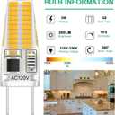 12-Pack G8 LED Bulb Dimmable, 120V 20W 25W T4 JCD Type Bi-Pin Halogen Replacement for Under Cabinet Puck Lighting, Warm White 3000K