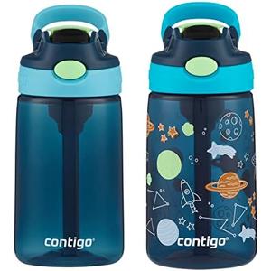 Contigo Kids Water Bottle with Redesigned AUTOSPOUT Straw 14oz. 2 Pack Blueberry and Blue Raspberry & Blueberry and Blue Raspberry with Cosmos