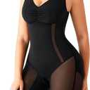 Nebility Women's Shapewear Bodysuit - V Neck Full Body Shapewear Faja Body Shaper Tummy Control Body Suit Butt Lifter, Small