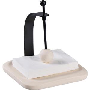 Beige Sand Stone Napkin Holder - Decorative Square Paper Napkin & Towel Holder for Kitchen, Restaurant, Bathroom - Durable Resin Table Organizer - Stylish Home Gift (7 x 7 IN)