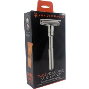 Van Der Hagen Matte Silver TWIST Adjustable Razor