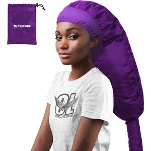 Bonnet Hair Dryer Attachment: Upgraded Extra Large Adjustable Soft Hooded Dryer Caps - Easy to Use for Natural Curly Textured Hair Care Styling Fast Drying - Purple (Extra Large - Purple)