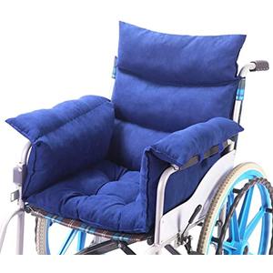 Trendcode Wheelchair Cushions，Pressure Pain Relief Accessories with Armrest Covers. Supports Coccyx & Back, Non-Slip. Fits 18" Wheelchair with Full Arms, Blue.