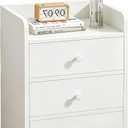 White Small NightStand Modern Home Side Tables Bedside Table with Drawers, 12.6x9x18.9inch