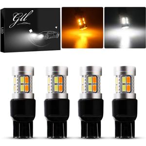 Grandview 4pcs Super Bright 400LM 7443 Amber/White Switchback Turn Signal LED Light Bulbs 5730 20SMD 12V LED Replacement Light 7444NA 6500K-8000K