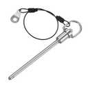 Push-Button Ball Locking Pin, 1/4" [6mm] Dia., 3-17/32"[90mm] Usage Length Ring Quick Release Lock Pins W Lanyard Cable for Speaker/Aviation/Gym/Machine [304 Stainless Steel] (6mm x 90mm)