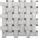 Carrara White Marble Mosaic Tile, 1x2 Inch Basketweave Marble Mosaic Tile for Kitchen Bathroom Wall Floor Backsplash Shower, 100% Natural Marble, Polished, 5 Sheets (12 Inch Basketweave)