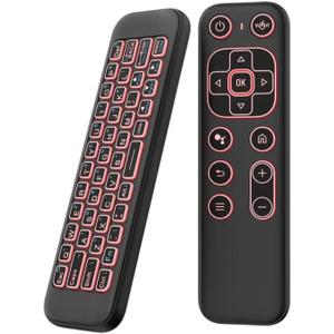iPazzPort Mini Air Mouse Remote Keyboard with 7-Color Backlight for Android TV Box, Smart TV, HTPC, Projector; Rechargeable Dual-Mode Universal Controller for Couch Browsing, Black