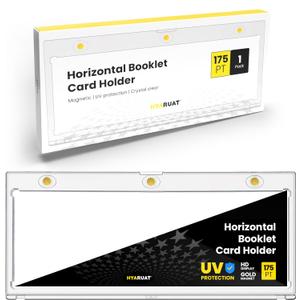Horizontal Booklet Magnetic Card Holder 175pt One Touch UV Protection Case, Crystal Clear & Acid-Free Display for Trading Cards 1 Pack