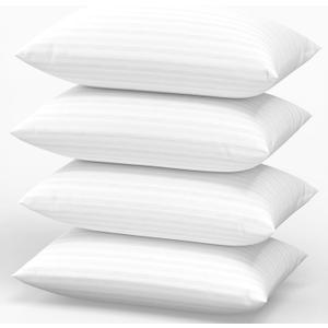 Pillows Standard Size Set of 4 Hotel Collection Bed Pillow for Sleeping Pillows 4 Pack for Back, Stomach or Side Sleepers Soft and Supportive Washable Pillows for Bedroom (White)