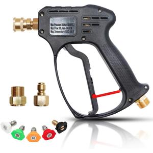 EDOU Direct Pressure Washer Short Gun Kit | 5,000 PSI Max Working Pressure | Includes: 3/8" Quick-Connect, 1/4" Quick-Connect M22-15 Hose Connector, 5 Spray nozzles (0/15/25/40/Soap)