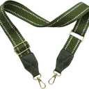 Adjustable Purse Strap with Green Leather End - 1.5" Wide Handbags, Camera, Guitar, Phone & Crossbody Bag Replacement Shoulder Straps(Gold Hardware), Green Strap-Gold hook-G202