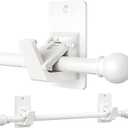 EKOTTOK Heavy Duty Curtain Rods No Drilling for Windows 30 to 90 Inches,5/8 Inch Diameter No Drill Small Curtain Rod Set with Adhesive Brackets, White