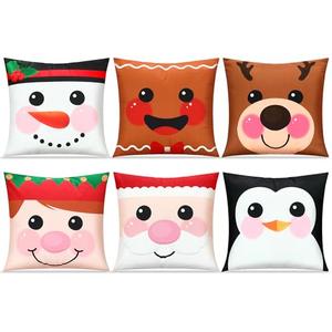 Breling Christmas Pillow Covers 18 x 18 Inches, Soft Plush Faux Fur Wool Couch Throw Xmas Cushion Cover for Holiday Sofa Chair Bed Home Decorative