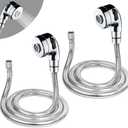 2Sets Silver Shampoo Bowl Hose and Sprayer - 1/4" Nut, Stainless Steel Sink Hose Attachment, Professional Salon Sink Hose and Sprayer for Salon Sink, Salon Shampoo Bowl