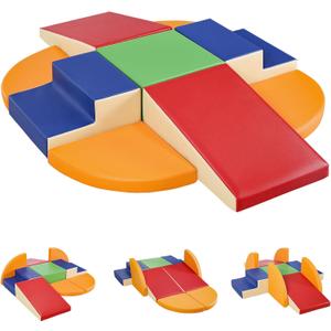 TODIBY 9-Piece Climbing Foam Blocks: Soft PU Leather - Baby Climb and Crawl Activity Blocks - Kids Play Gym Equipment Indoor for Development