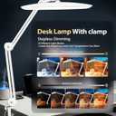 Led Desk Lamp with Clamp, Eye Caring Architect Desk Light for Home Office, Dual Screen Computer Monitor Gooseneck Adjustable Arm 20" LED Lamp, Stepless Dimming, for Nails &Salon, Reading, Workbench