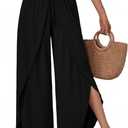 LILLUSORY Women's Wide Leg Pants Flowy Palazzo Pants High Waisted Boho Casual Summer Beach Vacation Fall Lightweight Clothes Black XL