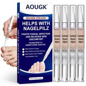 Toenail Fungus Pen - with 25% Undecylenic Acid - Effective Nail Repair for Damaged Nails, Ingrown Nails & Discoloration - 4-Pack Twist Pen