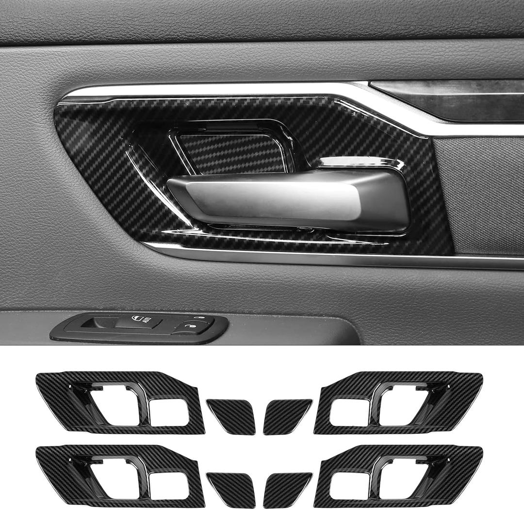 Carbon Fiber Inner Door Handle Bowl Cover Trim Frame Decor Fit for 2018-2025 Dodge RAM