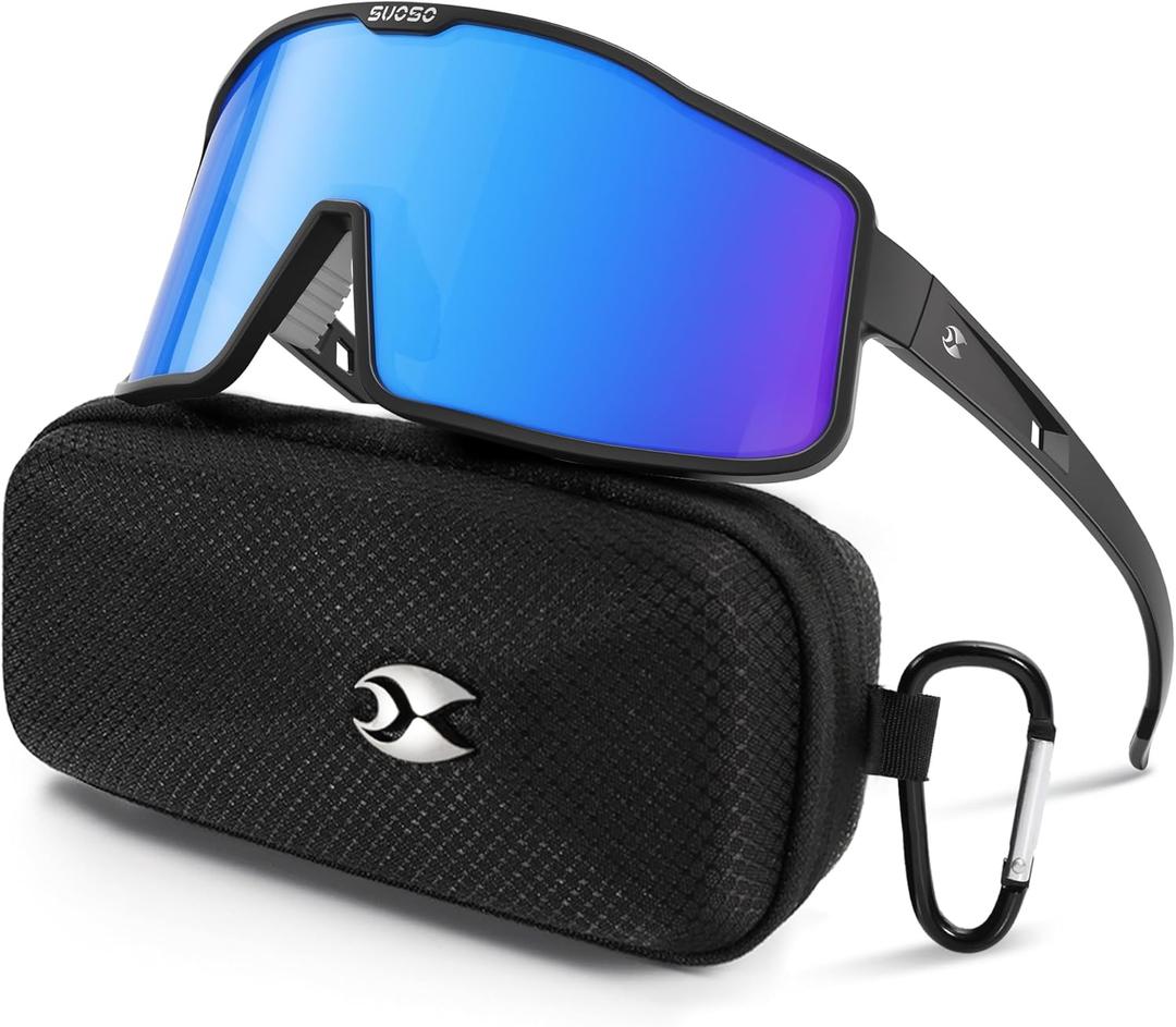 suoso Sports Cycling Glasses for Men: UV400 Polarized Wraparound Sunglasses for Women Running Riding Fishing Baseball TR90