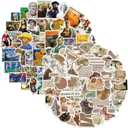 104 pcs Vintage Stickers, Scrapbook Aesthetic Sticker Pack for Adults, Waterproof Retro Design Vinyl Decals for Water Bottle, Laptop, Journal, Luggage