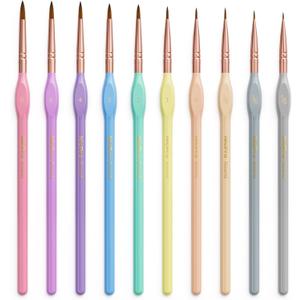 Nicpro 10PCS Micro Fine Detail Paint Brush Set, Aesthetic Pastel Small Miniature Fine Tip Detail Brushes Kit for Acrylic Oil Watercolor, Craft, Models, Miniatures, Rock Painting, Paint by Numbers