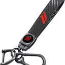 Carbon Fiber Style Genuine Leather Car Keychain Keyring Accessories for Challenger Dakota Charger SRT 392 Avenger Durango (//)