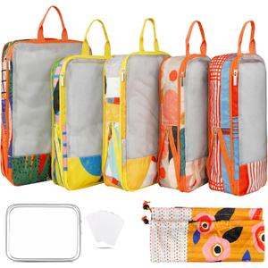 7 Pcs Compression Packing Cubes Travel for Suitcases, Luggage Organizer Washable Storage Bags Set for Backpack Travel- Packaging Cubes for Carry-Ons and Storage (yellow orange) 7 Pcs Compression Packing Cubes Travel for Suitcases, Luggage Organizer Washable Storage Bags Set for Backpack Travel- Packaging Cubes for Carry-Ons and Storage (yellow orange)