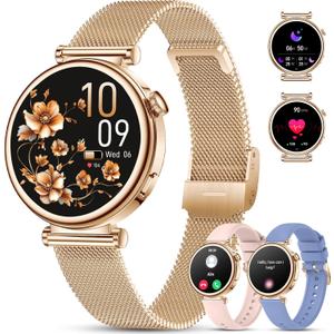 Smart Watch for Women (Answer/Make Call) 3 Bands 1.27" HD Fitness Tracker Smartwatch Compatible Android iPhone Phone with Pedometer/Heart Rate/Sleep Monitor,120+ Sports IP68 Waterproof, Rose Gold