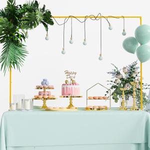 Over the Table Rod Stand with Clamps Adjustable 13''-42'' Tall 29"-98" Length Gold Table Arch Hanging for Wedding Birthday Party Halloween Christmas Decoration