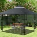 10x10 FT Gazebo Replacement Top, Canopy Replacement Cover Double Tiered for Outdoor BBQ Roof Cover Grill Shelter (Dark Gray)