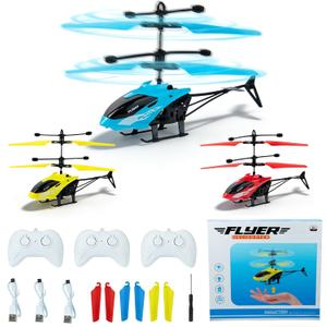 Remote Control Helicopter,Gesture Sensing Indoor Flying Helicopter Toys,RC Helicopter Airplane for Teenage with 10Mins Flight,3 Pack RC Helicopter for Kids with Light,Birthday Gifts for Boys and Girls (Red,yellow,blue)