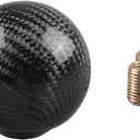 RYANSTAR Carbon Fiber Shift Knob Gear Shifter Knobs with 3 Adapters Round Ball Stick Shifter Level Black