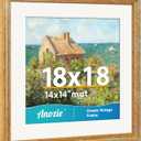 Vintage 18x18 Frame, Antique Gold Photo Frames with Plexiglass Front,Ornate Square 18x18 Picture Frame Display 14x14 with Mat or 18 x 18 Frame Without, Wall Décor,1 Pack,Silver