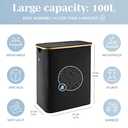 LONBET Laundry Basket with Lid, Made from Breathable Fabric | Aesthetic Clothes Hampers for Laundry with Side Handles & Sturdy Bamboo Frame (40 Gallons - Double, Black)