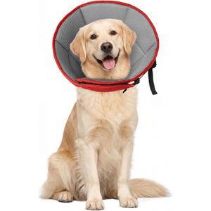 Dog Cone for Large Dogs After Surgery, Soft Dog Cone Collar for Dogs to Stop Licking, Adjustable Comfy E-Collar Alternative Lightweight Post-Surgery Recovery Elizabethan Collar for Pet (Red, L)