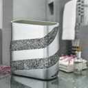 Creative Scents Silver Mosaic Bathroom Accessories Set Complete - 6 Piece Bathroom Set Includes: Bathroom Trash Can, Tissue Cover, Soap Dispenser, Toothbrush Holder, Tumbler & Soap Dish