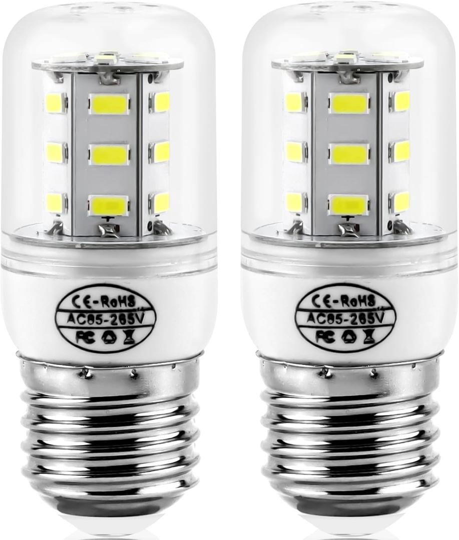 Refrigerator Light Bulb,Appliance Bulb 5304511738/ Light Bulb Kei D34l E26/E27 3.5W 5000K (85V-265V White Light) Compatible for Frigid-aire Ken-More Refrigerator Led Light Bulb-2Packs