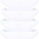 PLASTICPRO Disposable 128 ounce Square Serving Bowls, Party Snack or Salad Bowl, Extra Large Plastic Elegant White Pack of 4