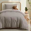 LOVQUE 100% Cotton Duvet Cover Set Twin Size, Mauve Brown Linen-Like Natural Bedding Set with Zipper Closure (No Comforter), Twin Size, Duvet Cover (68"x90") x 1, Pillowsham(20"x26") x 1