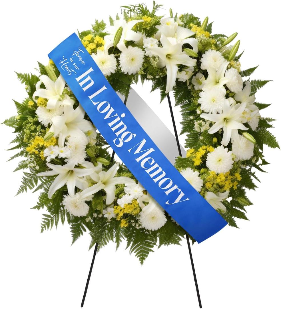 Funeral Sash Memorial Wreath Sash Funeral Ribbon Celebration of Life Ribbon for Casket or Wreath Flowers Memorial Service Honor the Loved Ones Memory 58x4''(Blue,in Loving Memory)