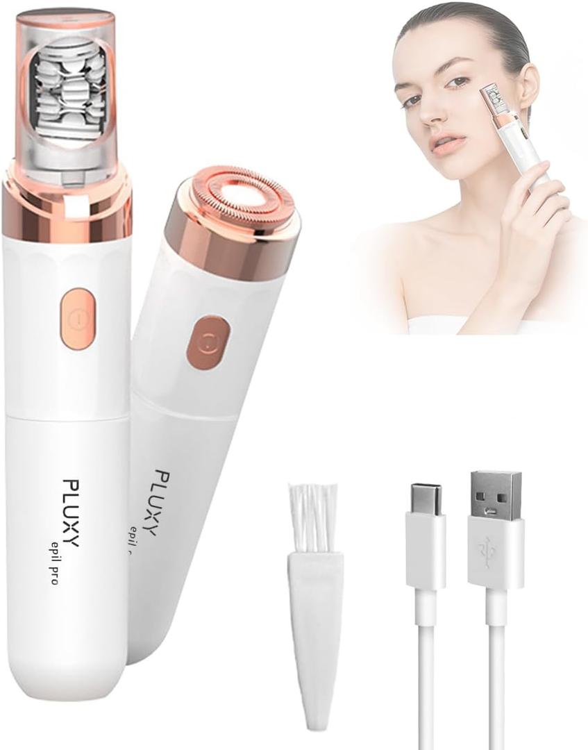 Pluxy Epil Pro 3.0 Women Face Epilator, 2-in-1 Epilator & Trimmer, Cordless Rechargeable Hair Removal for Upper Lip, Chin, Bikini & Legs, Wet & Dry Use Portable with Smooth Skin Kit
