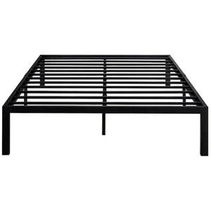 Full Bed Frames No Box Spring Needed, Heavy Duty Metal Platform with Steel Slat, Easy Assembly, 54 in. W, Black, 9 Legs