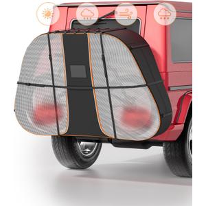 Bike Cover for Transport 1 Bikes - Heavy Duty & Waterproo 900D Outdoor Bike Covers for 1 Bikes on Car Hitch Travel Storage, w/ Two Elastic straps and License Plate Window, Rain Sun UV Dust Wind Proof