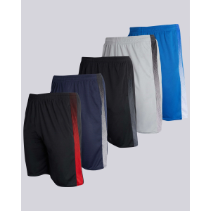 Real Essentials 5 Pack: Men's Mesh Athletic Basketball Shorts Quick Dry Activewear with Pockets, XL